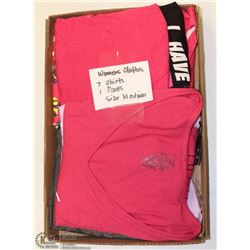 FLAT OF MEDIUM WOMEN'S CLOTHES INCL 7 SHIRTS, 1