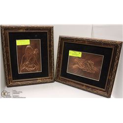 SET OF 2 GAELIC MUSICIAN & DOG ON COPPER  12"X10"