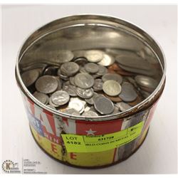 150+ WORLD COINS IN METAL TIN