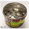 Image 1 : 150+ WORLD COINS IN METAL TIN