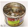 Image 1 : 150+ WORLD COINS IN METAL TIN