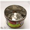 Image 1 : 150+ WORLD COINS IN METAL TIN