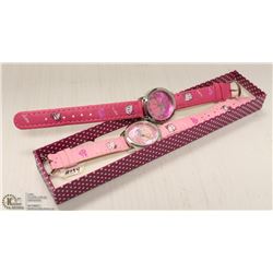 2 PINK GIRLS HELLO KITTY WATCHES, 1 LIGHT & 1 DARK