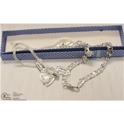 2 SETS OF 18" SILVER PLATED NECKLACES, HIS & HER