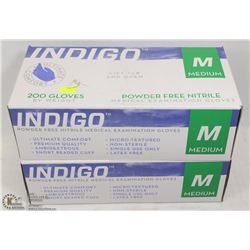LOT OF 2 BOXES OF INDIGO POWDER FREE GLOVES SZ MD