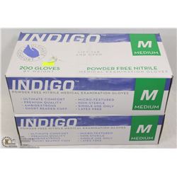LOT OF 2 BOXES OF INDIGO POWDER FREE GLOVES SZ MD