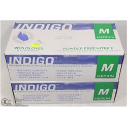 LOT OF 2 BOXES OF INDIGO POWDER FREE GLOVES SZ MD