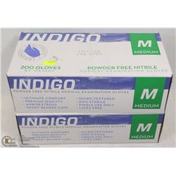 LOT OF 2 BOXES OF INDIGO POWDER FREE GLOVES SZ MD
