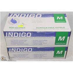 LOT OF 2 BOXES OF INDIGO POWDER FREE GLOVES SZ MD