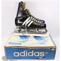 PAIR OF ADIDAS BLACK PRO HOCKEY SKATES SZ 10.5