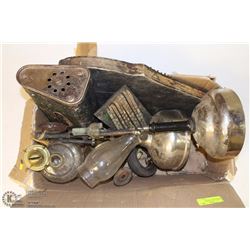 ASSORTED ESTATE BOX OF ANTIQUES INCL COLEMAN