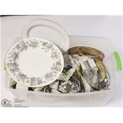 TOTE OF ASSORTED COLLECTOR DISHES