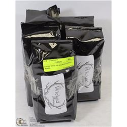 LOT OF FIVE 1LB WICKED COFFEE BEANS