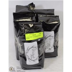 LOT OF FIVE 1LB WICKED COFFEE BEANS