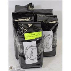 LOT OF FIVE 1LB WICKED COFFEE BEANS