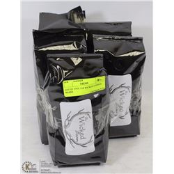 LOT OF FIVE 1LB WICKED COFFEE BEANS