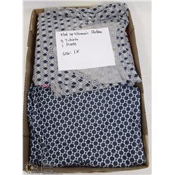 FLAT OF WOMEN CLOTHING SIZE 1X, INCLUDES 3 TSHIRTS