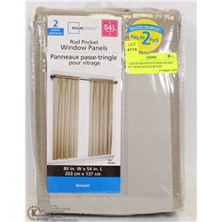 PAIR OF MAINSTAYS ROD POCKET WINDOW PANELS 80"X54"