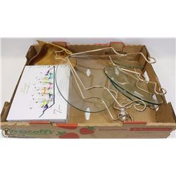 FLAT WITH 7PC SHOT GLASS SET, GLASS PLATTER TREE &