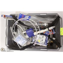 BOX OF ASSORTED PLUMBING SUPPLIES