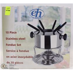10-PC STAINLESS STEEL FONDUE SET