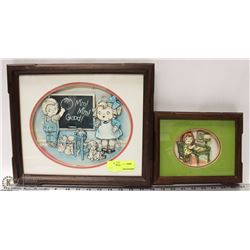 PAIR OF CAMPBELL SOUP PAPER TOLL FRAMED PICTURES