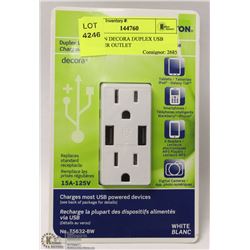 LEVITON DECORA DUPLEX USB CHARGER OUTLET