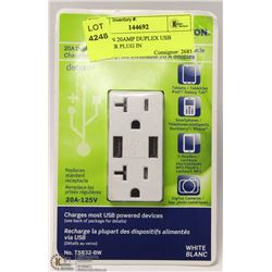 LEVITON 20AMP DUPLEX USB CHARGER PLUG IN