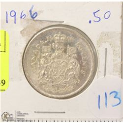 113) CANADIAN 1966 SILVER HALF DOLLAR