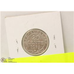 1912 NEWFOUNDLAND 20 CENT COIN
