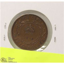1936 NEW FOUNDLAND ONE PENNY COIN
