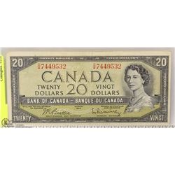 1954 CANADIAN $20.00 BANK NOTE