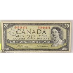 1954 CANADIAN $20.00 BANK NOTE