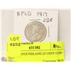 Image 1 : 1917 NEWFOUNDLAND 25 CENT COIN