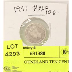 1941 NEW FOUNDLAND TEN CENT COIN