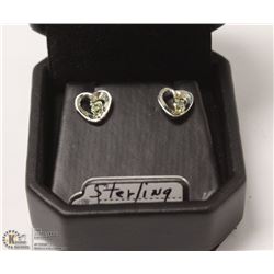 STERLING .925 SILVER EARRINGS HEART SHAPE