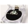 Image 1 : STERLING .925 SILVER RING LIGHT CUBIC GREEN STONE