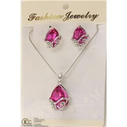 PINK AUSTRIAN CRYSTAL NECKLACE SET