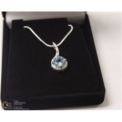 98-GENUINE BLUE TOPAZ &CZ.925 STERLING PENDANT