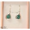 Image 1 : 197-GREEN EMERALD EARRINGS .925 STERLING SILVER