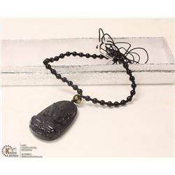 146-NATURAL OBSIDIAN CRYSTAL BUDDHA NECKLACE