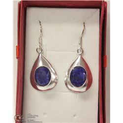 201-BLUE SAPPHIRE EARRINGS .925 STERLING SILVER
