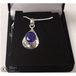 198-BLUE SAPPHIRE PENDANT .925 STERLING SILVER