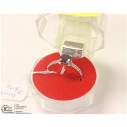 181-PURPLE AMETHYST &CZ RING .925 STERLING SILVER