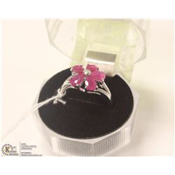 173-RED RUBY  RING .925 STERLING SILVER