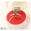 Image 1 : 186-GREEN PERIDOT &CZ RING .925 STERLING SILVER