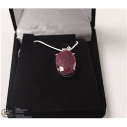 75-NATURAL RUBY & CZ .925 STERLING SILVER PENDANT