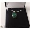 Image 1 : 70-NATURAL EMERALD & CZ .925 STERLING SILVER PENDANT