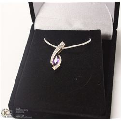 92-GENUINE AMETHYST & CZ .925 STERLING SILVER PENDANT