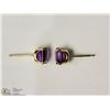 Image 2 : 14KT YELLOW GOLD AMETHYST EARRINGS